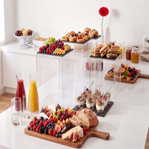 3 Pcs Clear Extra Tall Buffet Risers, 13",12",11" in Clear, alternate view 2
