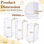 3 Pcs Clear Extra Tall Buffet Risers, 13",12",11" in Clear, alternate view 3