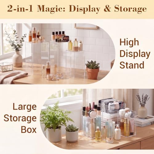 3 Pcs Clear Extra Tall Buffet Risers, 13",12",11" in Clear, alternate view 5