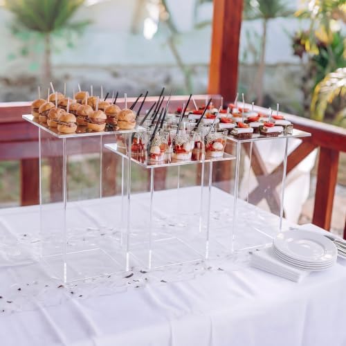 3 Pcs Clear Extra Tall Buffet Risers, 13",12",11" in Clear, alternate view 6