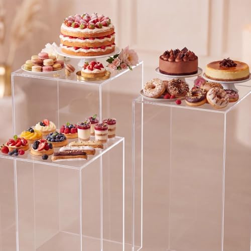 3 Pcs Clear Extra Tall Buffet Risers, 13",12",11" in Clear, alternate view 7