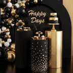 3 Pcs Cylinder Pedestal Stand Covers, Classic, Gold and Black in Gold and Black