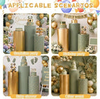 3 Pcs Cylinder Pedestal Stand Covers, Classic, Sage Green in Sage Green, alternate view 3