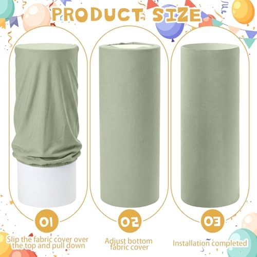 3 Pcs Cylinder Pedestal Stand Covers, Classic, Sage Green in Sage Green, alternate view 5