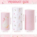 3 Pcs Cylinder Pedestal Stand Covers, Goose, Pink in Pink, alternate view 2
