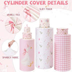 3 Pcs Cylinder Pedestal Stand Covers, Goose, Pink in Pink, alternate view 4