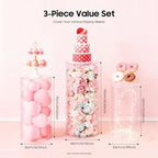 3 Pcs Cylinder Pedestal Stands Wedding Round Cylinder with 3 Size S+M+L, Cake Display Stand Set for Weddings, alternate view