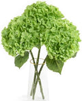 3 Pcs Dark Green Hydrangea Artificial Flowers, Latex Real Touch Flower in 3 Dark Green
