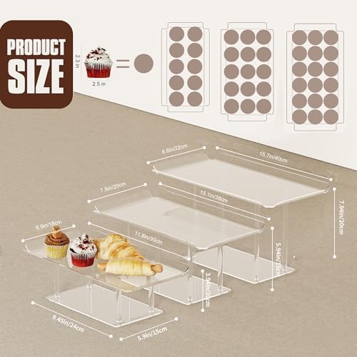 3 Pcs Dessert Table Display Set Acrylic Display Stands Buffet Food Risers in Clear, alternate view 3
