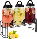3 Pcs Drink Dispensers with Stand for Parties, 1 Gallon Set, Black in Black