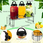 3 Pcs Drink Dispensers with Stand for Parties, 1 Gallon Set, Black in Black, alternate view 3