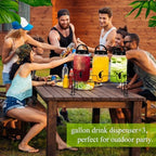 3 Pcs Drink Dispensers with Stand for Parties, 1 Gallon Set, Black in Black, alternate view 5
