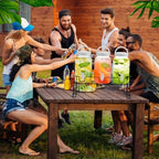 3 Pcs Drink Dispensers with Stand for Parties, 1 Gallon Set, White in White, alternate view 4