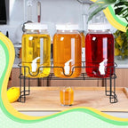 3 Pcs Drink Dispensers with Stand for Parties, 1 Gallon Set, White in White, alternate view 6