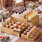 3 Pcs Extra Large Wood Buffet Risers, 14" 12" 10", Light Rustic in Light Rustic