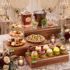 3 Pcs Extra Large Wood Buffet Risers, 16" 15" 14", Acacia in Acacia