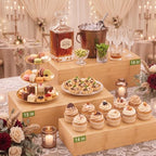 3 Pcs Extra Large Wood Buffet Risers, 16" 15" 14", Bamboo in Bamboo