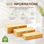 3 Pcs Extra Large Wood Buffet Risers, 16" 15" 14", Bamboo in Bamboo, alternate view 2