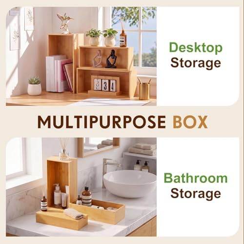 3 Pcs Extra Large Wood Buffet Risers, 16" 15" 14", Bamboo in Bamboo, alternate view 4