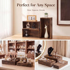 3 Pcs Extra Large Wood Buffet Risers, 16" 15" 14", Brown in Brown, alternate view 6