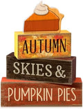 3 Pcs Fall Table Decor, Pumpkin Pie Wood Block Sign Home Tray
