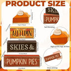 3 Pcs Fall Table Decor, Pumpkin Pie Wood Block Sign Home Tray, alternate view 3