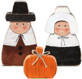 3 Pcs Fall Thanksgiving Decoration Pilgrim Pumpkin Wooden Decor