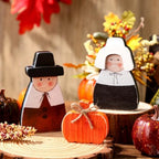 3 Pcs Fall Thanksgiving Decoration Pilgrim Pumpkin Wooden Decor, alternate view 2
