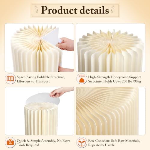 3 Pcs Foldable Cardboard Cylinder Pedestal Stands for Party Wedding, alternate view 4