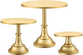 3 PCS Gold Cake Stand Set (8"/10"/12" Cake Plate), Metal in Gold