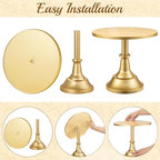 3 PCS Gold Cake Stand Set (8"/10"/12" Cake Plate), Metal in Gold, alternate view 4
