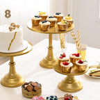 3 PCS Gold Cake Stand Set (8"/10"/12" Cake Plate), Metal in Gold, alternate view 5