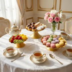 3 Pcs Gold Metal Cupcake Stand Scalloped Edge Dessert Display Tray in Gold, alternate view 3