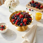 3 Pcs Gold Metal Cupcake Stand Scalloped Edge Dessert Display Tray in Gold, alternate view 5