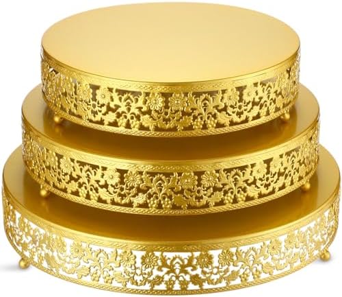 3 Pcs Gold Round Cake Stand 16 14 12 Inch Wedding Traditional in Gold