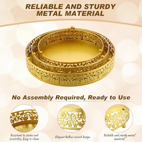 3 Pcs Gold Round Cake Stand 16 14 12 Inch Wedding Traditional in Gold, alternate view 4