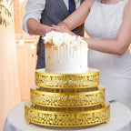 3 Pcs Gold Round Cake Stand 16 14 12 Inch Wedding Traditional in Gold, alternate view 6