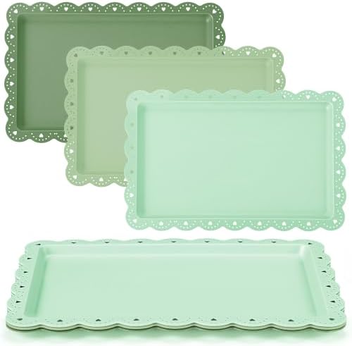 3 Pcs Green Serving Trays Plastic Food Platters
