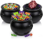 3 Pcs Halloween Cauldron - 10inch Witch Plastic Cauldron bowl Black, For Halloween Décor