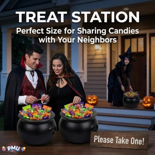 3 Pcs Halloween Cauldron - 10inch Witch Plastic Cauldron bowl Black, For Halloween Décor, alternate view 5