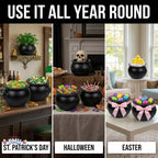 3 Pcs Halloween Cauldron - 10inch Witch Plastic Cauldron bowl Black, For Halloween Décor, alternate view 7