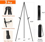 3 Pcs Lightweight Easel Stand, 66 Inch, Black, with Carry Bags in Black, alternate view 3