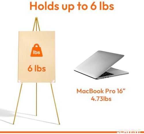 3 Pcs Lightweight Easel Stand, 66 Inch, Gold, with Portable Bags in Gold, alternate view 4