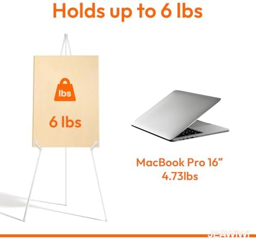 3 Pcs Lightweight Easel Stand, 66 Inch, White, with Portable Bags in White, alternate view 4