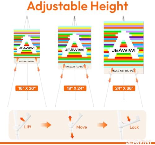 3 Pcs Lightweight Easel Stand, 66 Inch, White, with Portable Bags in White, alternate view 5