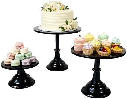 3 Pcs Metal Cake Stand Set 8/10/12 inch Black Dessert Table Display in Black