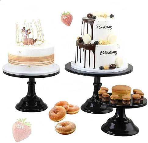3 Pcs Metal Cake Stand Set 8/10/12 inch Black Dessert Table Display in Black, alternate view 6