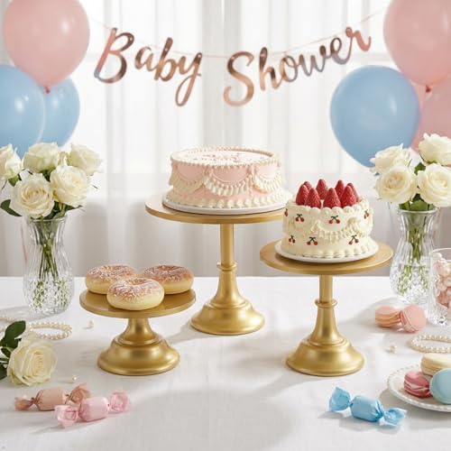 3 Pcs Metal Cake Stand Set 8/10/12 inch Gold Dessert Table Display in gold