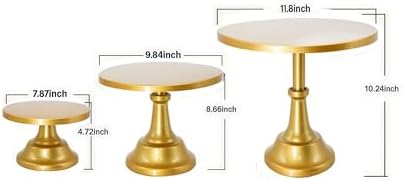 3 Pcs Metal Cake Stand Set 8/10/12 inch Gold Dessert Table Display in gold, alternate view 2