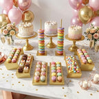 3 Pcs Metal Cake Stand Set 8/10/12 inch Gold Dessert Table Display in gold, alternate view 4